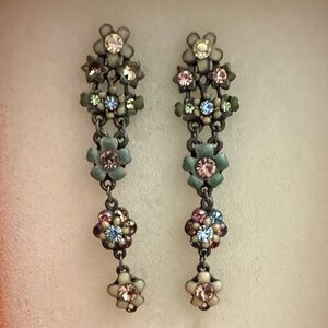 Antique Boho Earrings | Women’sVintage Floral Dangle Earrings Multicolor Accents